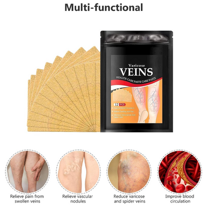 Varicose Veins Relief Patch | Herbal Leg Care Pads for Pain, Swelling & Blood Circulation Support (12 PCS)