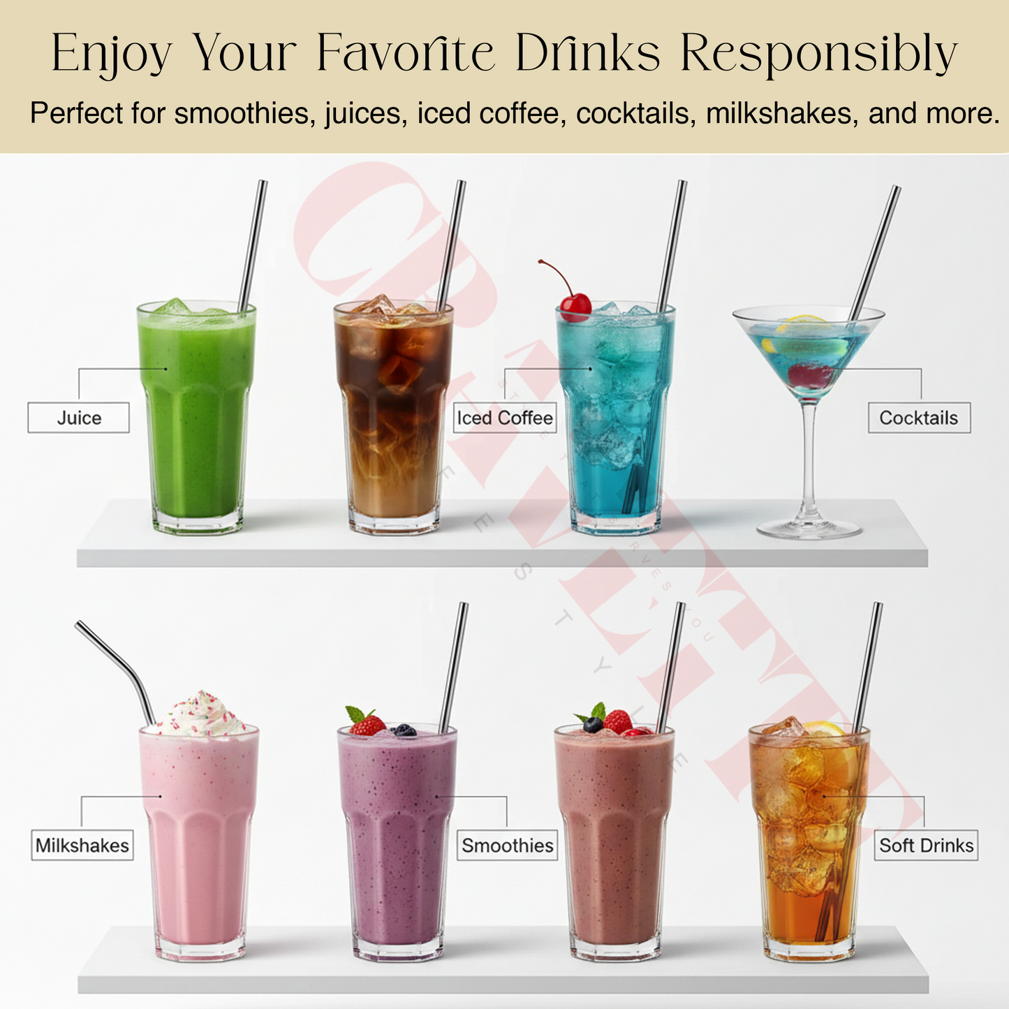 Stainless Steel Reusable Straw Set with Cleaning Brush, Straight & Bent Metal Straws for Juice, Coffee & Drinks (Eco-Friendly, Durable)