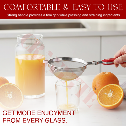 Stainless Steel Juice Strainer with Fine Mesh, Kitchen Filter for Juice, Tea & Liquids (Durable, Rust-Resistant, Easy Grip Handle)