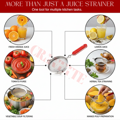 Stainless Steel Juice Strainer with Fine Mesh, Kitchen Filter for Juice, Tea & Liquids (Durable, Rust-Resistant, Easy Grip Handle)