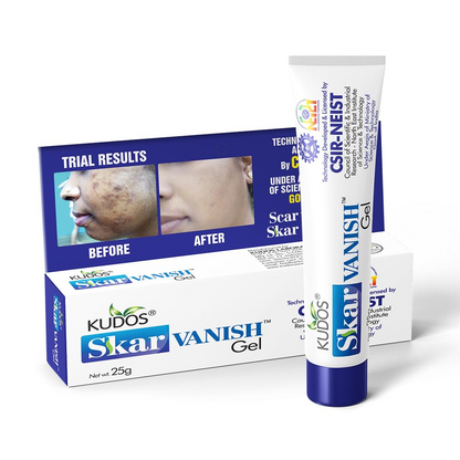 Kudos Skar Vanish Gel 25g | Advanced Scar Removal Gel for Acne Marks, Dark Spots & Stretch Marks | Ayurvedic Formula for Smooth, Clear Skin