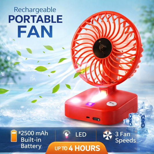 Rechargeable Portable Fan with LED Light (IF2)